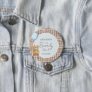 Blauwe opa kan nauwelijks wachten op Baby shower Ronde Button 7,6 Cm