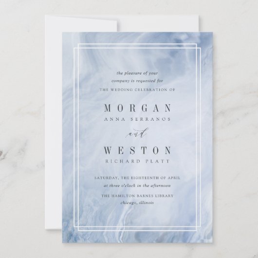 Blauwe Opal bruiloft uitnodiging (Voorkant)