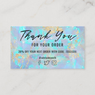 Blauwe Opal Faux folie Dank u visitekaartje
