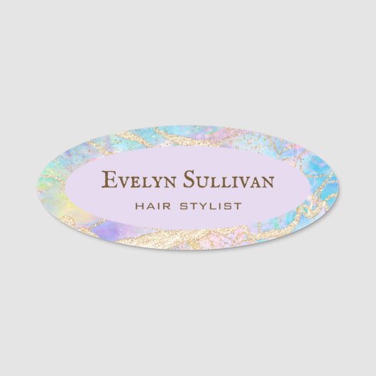 Blauwe Opal Name Tag (Voorkant)