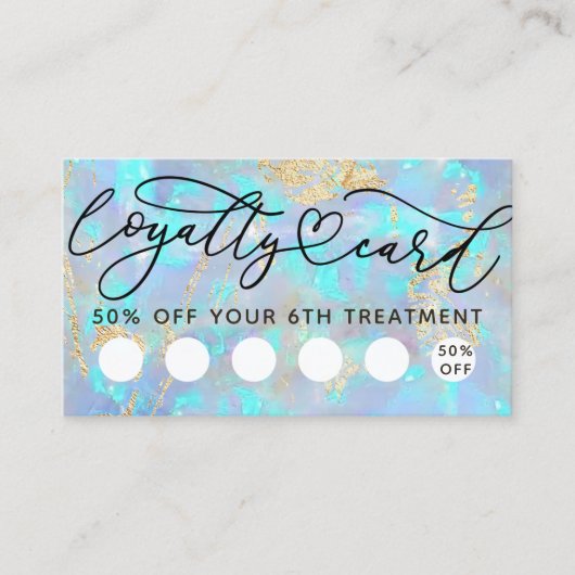 Blauwe Opal Textuur Achtergrond Loyaliteit Card Visitekaartje (Voorkant)