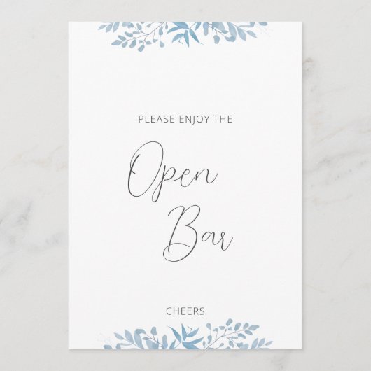 Blauwe open borden voor eucalyptusbruiloft (Voorkant)