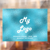 Blauwe openingstijden zakelijke logo raamsticker (Vel 2)