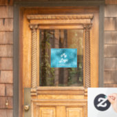 Blauwe openingsuren zakelijk logo raamsticker (Huis Deur)