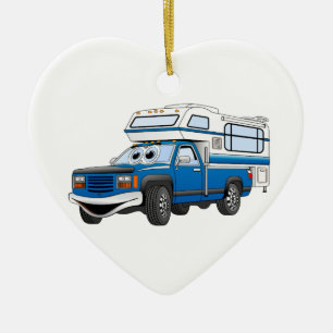Blauwe ophaalcamper Cartoon Keramisch Ornament