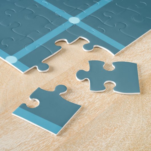 Blauwe optische illusie, moeilijk, uitdagend legpuzzel (Zijkant)