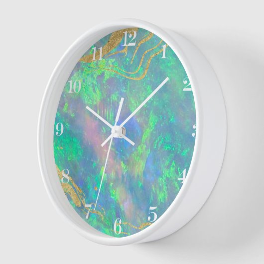 Blauwe optische stenen wandklok (Hoek)