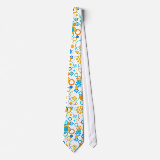Blauwe oranje bloemen stropdas (Voorkant)