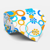 Blauwe oranje bloemen stropdas (Opgerold)