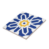 Blauwe oranje bloemen van Alhambra Tegeltje (Zijkant)