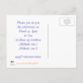 Blauwe oranje bloemen Weddenschap Briefkaarten (Achterkant)