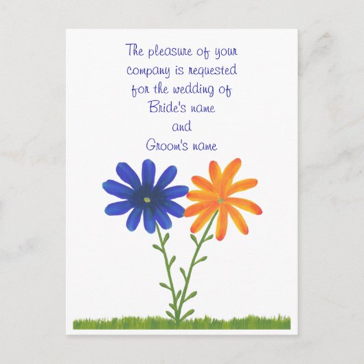 Blauwe oranje bloemen Weddenschap Briefkaarten (Voorkant)