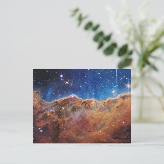 Blauwe/Oranje Carina Nebula | JWST Briefkaart (Staand voorkant)