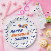 Blauwe, Oranje Dart Oorlog Happy Birthday, elke le Papieren Bordje (Feest)