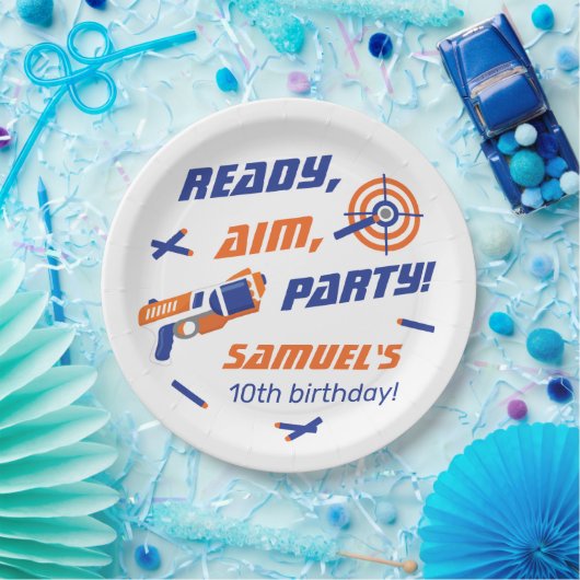 Blauwe, Oranje Dart Oorlogsfeest, elke leeftijd Papieren Bordje (Feest)