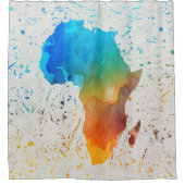 Blauwe, Oranje en groene Waterverf Afrika Douchegordijn (Voorkant)