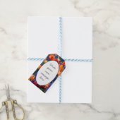Blauwe, Oranje en rode bloemen Cadeaulabel (Met Touw)