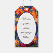 Blauwe, Oranje en rode bloemen Cadeaulabel (Voorkant)