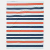 Blauwe, Oranje en witte streep Fleece Deken (Voorkant)