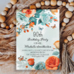 Blauwe Oranje Floral Butterflies 90th Birthday Kaart<br><div class="desc">Uitnodiging op het 90ste verjaardagsfeest met prachtige blauwe en oranje bloemen en vlinders. Neem contact met mij op voor hulp bij uw aanpassingen of om aanvullende Zazzle-producten aan te vragen of te coördineren voor uw viering.</div>