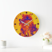 BLAUWE ORANJE GEEL KITTY CAT, KITTEN EN ROZEN GROTE KLOK (Huis)