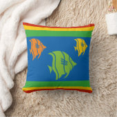 blauwe, oranje, gele en groene vis op witte kussen (Deken)