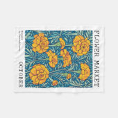 Blauwe & Oranje goudsbloem oktober Geboorte Bloeme Fleece Deken (Voorkant (Horizontaal))