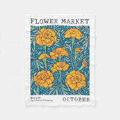 Blauwe & Oranje goudsbloem oktober Geboorte Bloeme Fleece Deken (Voorkant)