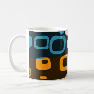 Blauwe, Oranje, grijze Retro Abstracte Art-Mok Koffiemok