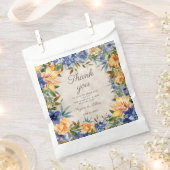 Blauwe Oranje Herfst herfst Floral Wedding Bedankzakje (Geknipt)