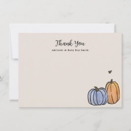 Blauwe Oranje Herfst pompoen Dank u wel Notitiekaartje