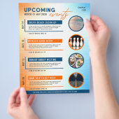 Blauwe & Oranje kalender Aankomende Evenementen Fo Flyer (Hand)