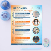 Blauwe & Oranje kalender Aankomende Evenementen Fo Flyer (Enkel)