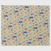 Blauwe Oranje libellen Taupe Hand-Dragonfly Cadeaupapier (Vlak)