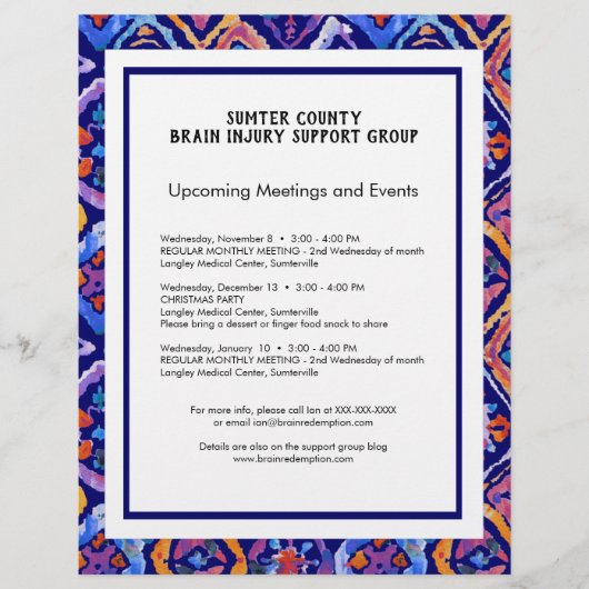 Blauwe Oranje marine Ikat Pattern Newsletter Flyer (Voorkant)