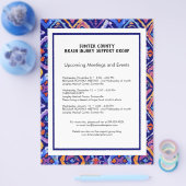 Blauwe Oranje marine Ikat Pattern Newsletter Flyer (Enkel)