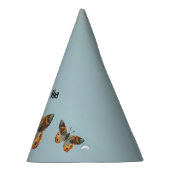 Blauwe Oranje Monboogvlinders op lichtblauw Feesthoedjes (Rechts)