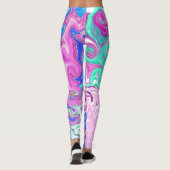 Blauwe, Oranje, Paarse en Blauwgroen Fluid Art Leggings (Achterkant)