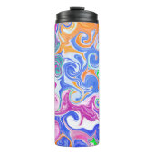 Blauwe, Oranje, Paarse en Blauwgroen Fluid Art Thermosbeker (Voorkant)