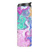 Blauwe, Oranje, Paarse en Blauwgroen Fluid Art Thermosbeker (Gedraaid links)