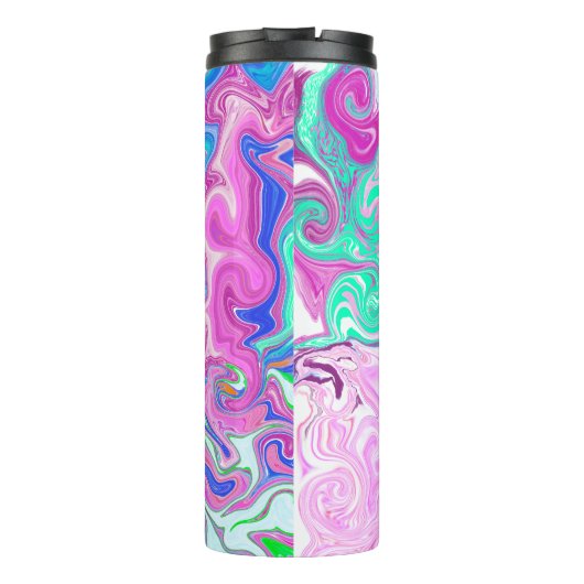 Blauwe, Oranje, Paarse en Blauwgroen Fluid Art Thermosbeker (Achterkant)