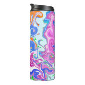 Blauwe, Oranje, Paarse en Blauwgroen Fluid Art Thermosbeker (Geroteerd rechts)