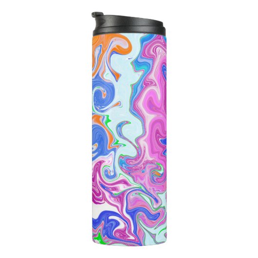 Blauwe, Oranje, Paarse en Blauwgroen Fluid Art Thermosbeker (Geroteerd rechts)
