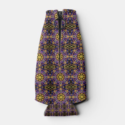 Blauwe Oranje Paarse gele mechanische tekening Flesjeskoeler (Achterkant)