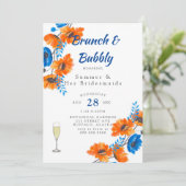 Blauwe Oranje papavermazen Kaart (Staand voorkant)