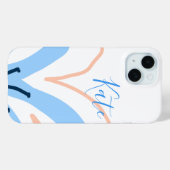 Blauwe oranje pastel bloem voeg naam toe boho retr Case-Mate iPhone case (Achterkant (horizontaal))