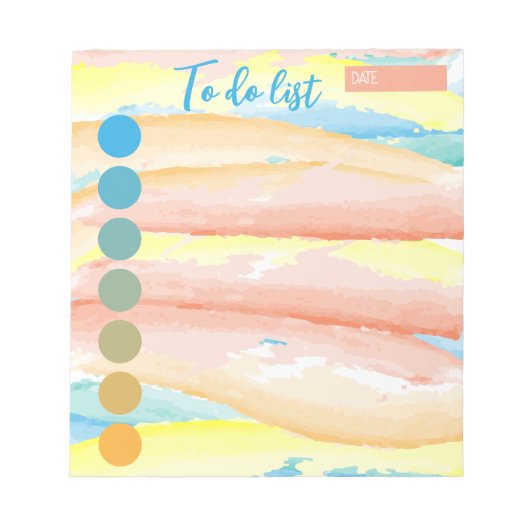 Blauwe Oranje penseelstreken van de Waterverf om l Notitieblok (Voorkant)