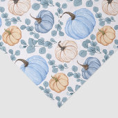 Blauwe & Oranje pompoenen en eucalyptusbladeren Tissuepapier (Detail)