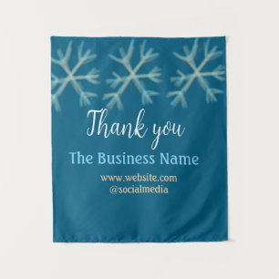 Blauwe oranje sneeuwvlokken voegen bedrijfsnaam ke wandkleed