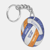 blauwe oranje teamkleuren gepersonaliseerd volleyb sleutelhanger (Voorkant Links)